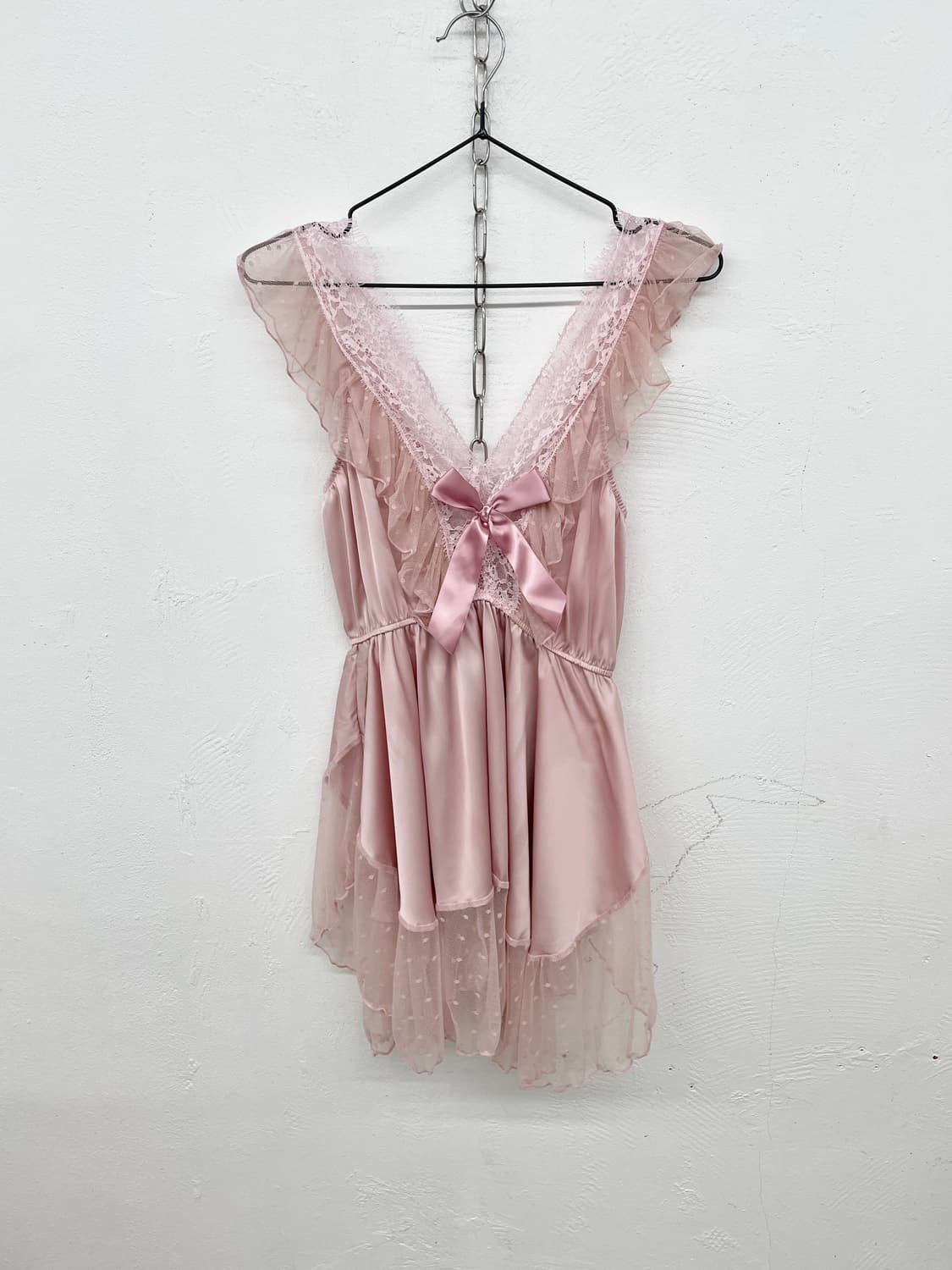 히메갸루 핑크 새틴 프릴 슬립 상품이미지4