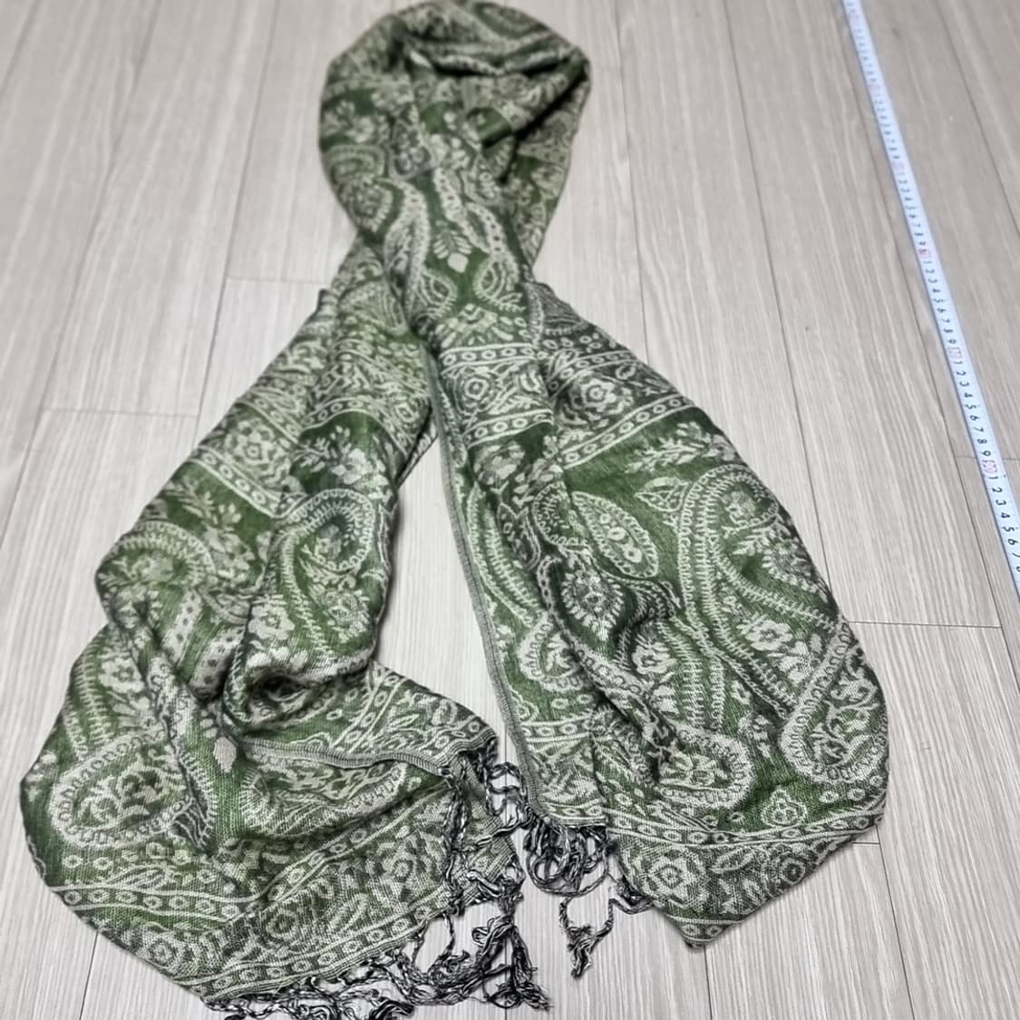 페이즐리 패턴 그린 머플러 상품이미지1