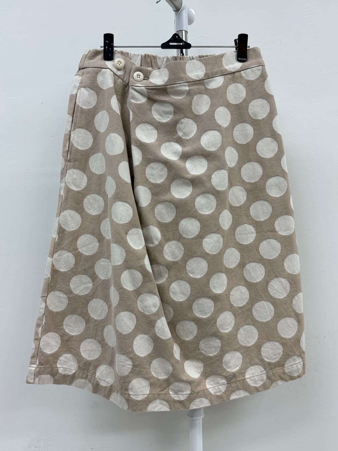 빈티지 베이지 도트 랩 스커트 상품이미지4