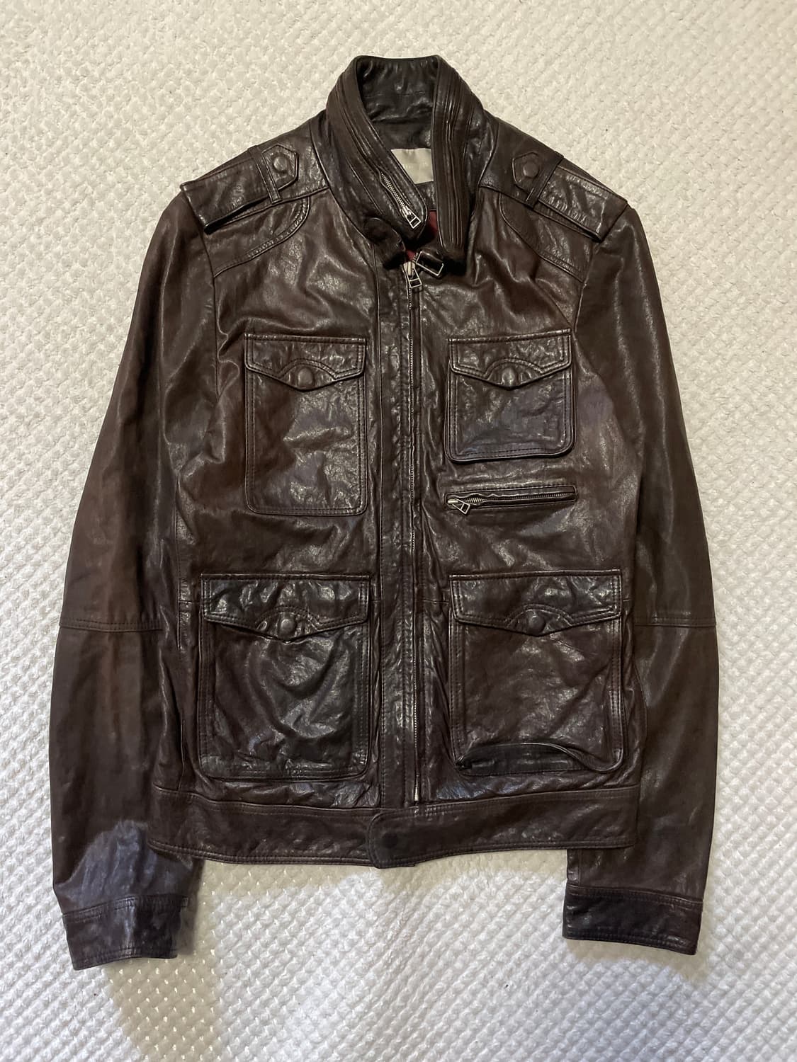 T.I FOR MEN 웨스턴 무드 램스킨 양가죽 절개 포켓 레더 자켓 상품이미지1