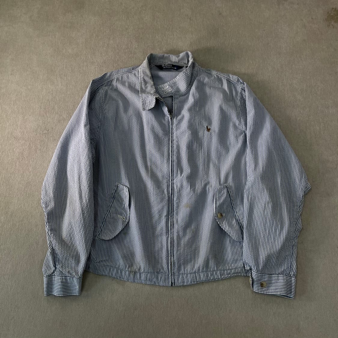 105 폴로랄프로렌 시어서커 스트라이프 넥버튼 블루종 자켓 상품이미지1