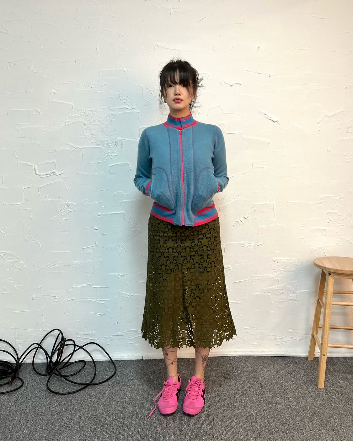 사카이 컷아웃 레이스 미디 스커트 상품이미지2