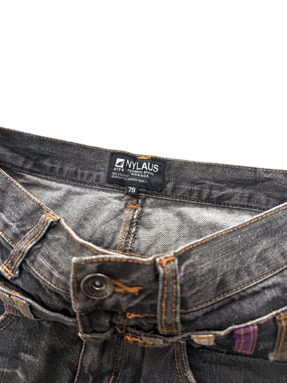 NYLAUS 멀티 벨트디테일 워싱 블랙 데님 팬츠 상품이미지4