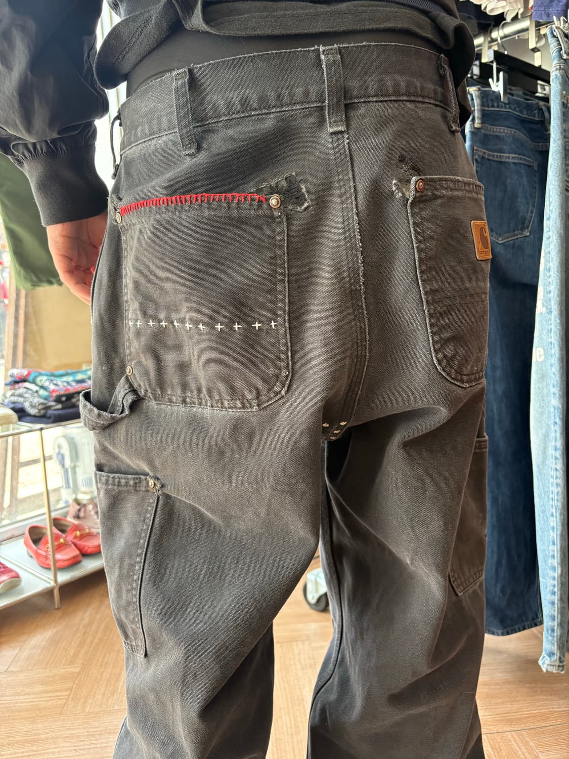 Carhartt B136 블랙 더블니 사시코 팬츠 상품이미지6