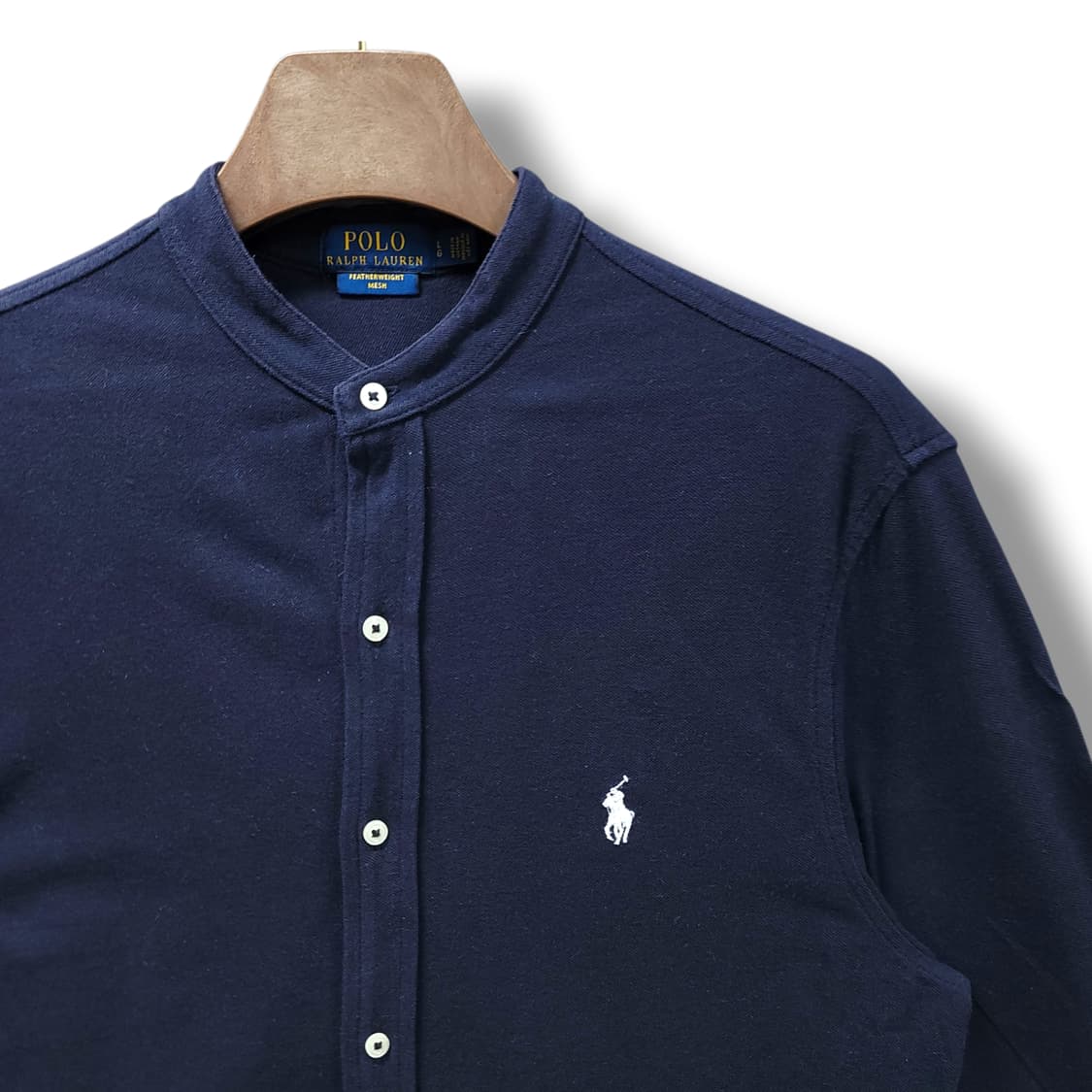 [L] 폴로 네이비 페더웨이트 메시 헨리넥 긴팔셔츠 상품이미지4