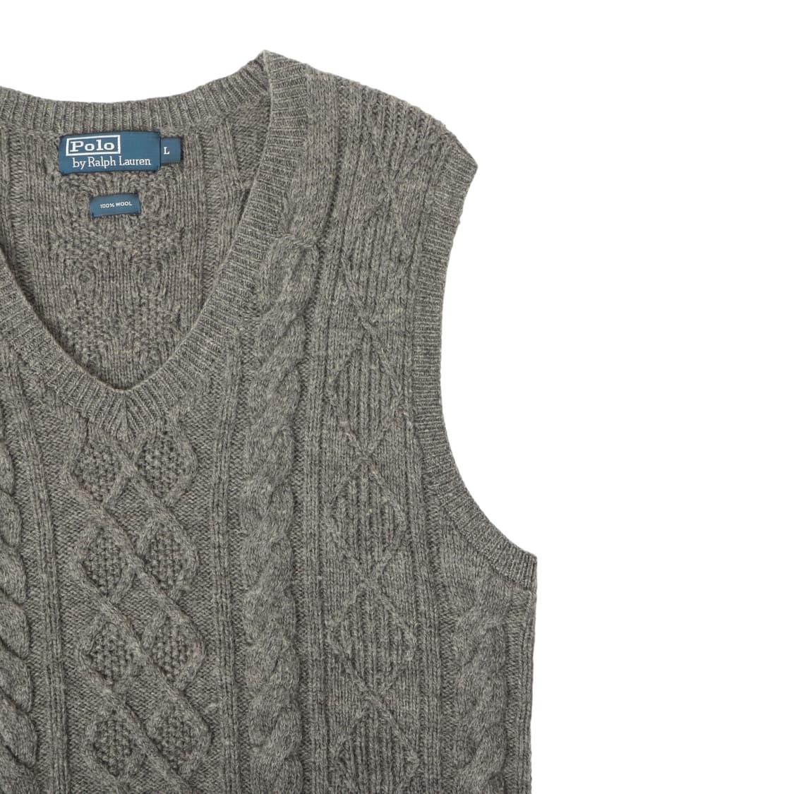 폴로 랄프로렌 그레이 울 피셔 케이블 니트 베스트 상품이미지3