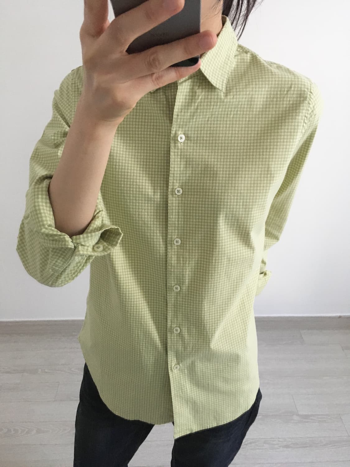 lime check shirt 상품이미지1