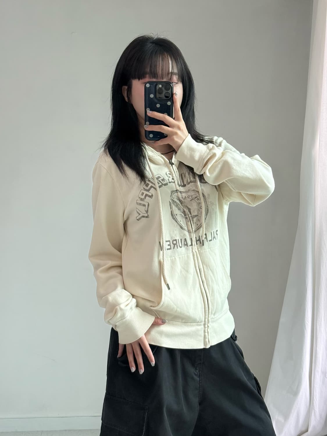 폴로 크림 아이보리 후드집업 상품이미지2