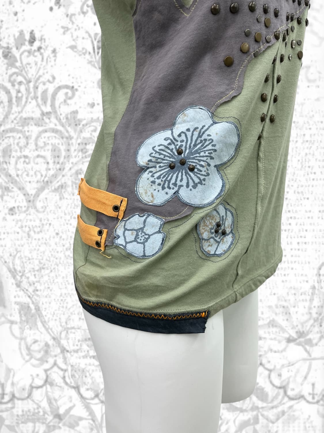 patch worked bronze stud sleeveless 상품이미지3