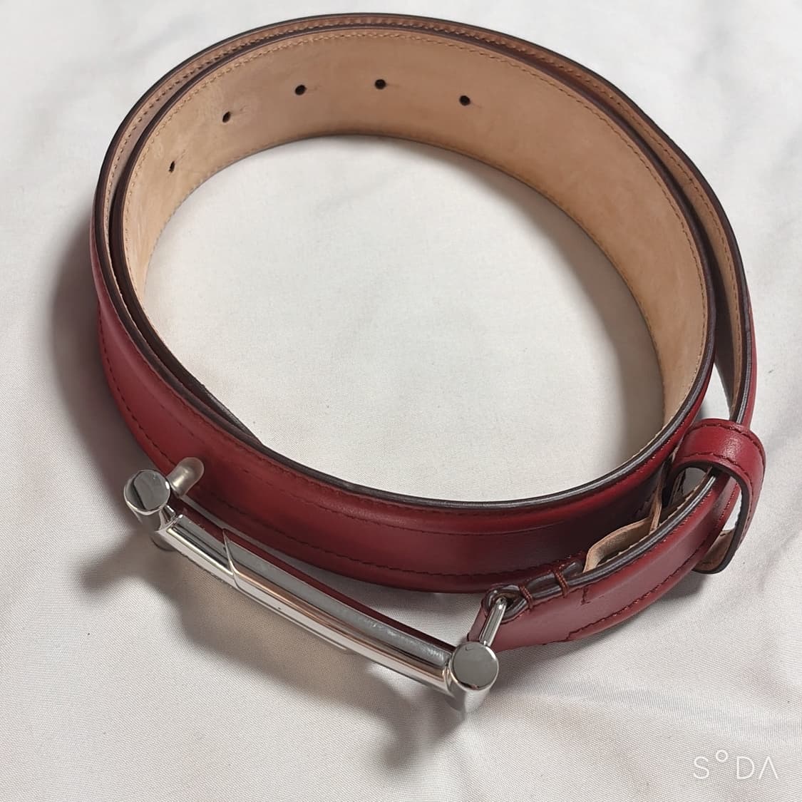 TODS 토즈 T버클 가죽 벨트 레드 상품이미지9