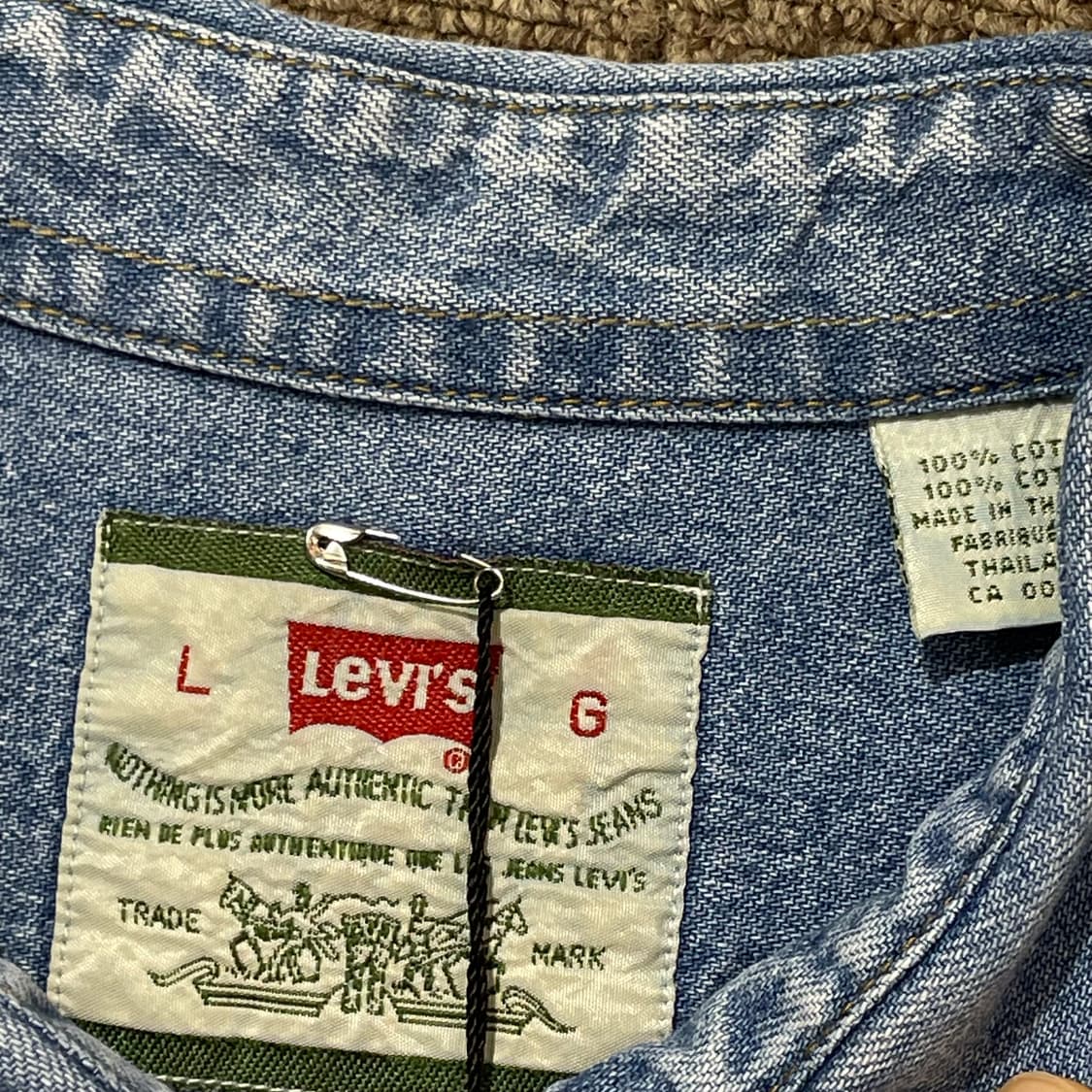 (L) 90s Levi's 리바이스 코튼 데님 셔츠 상품이미지4