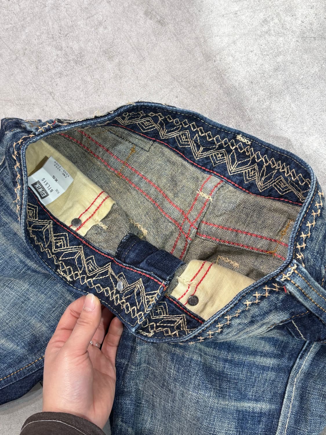 에드윈 블루트립 빈티지 스티치 백버클 워싱 데님 팬츠 바지 상품이미지6