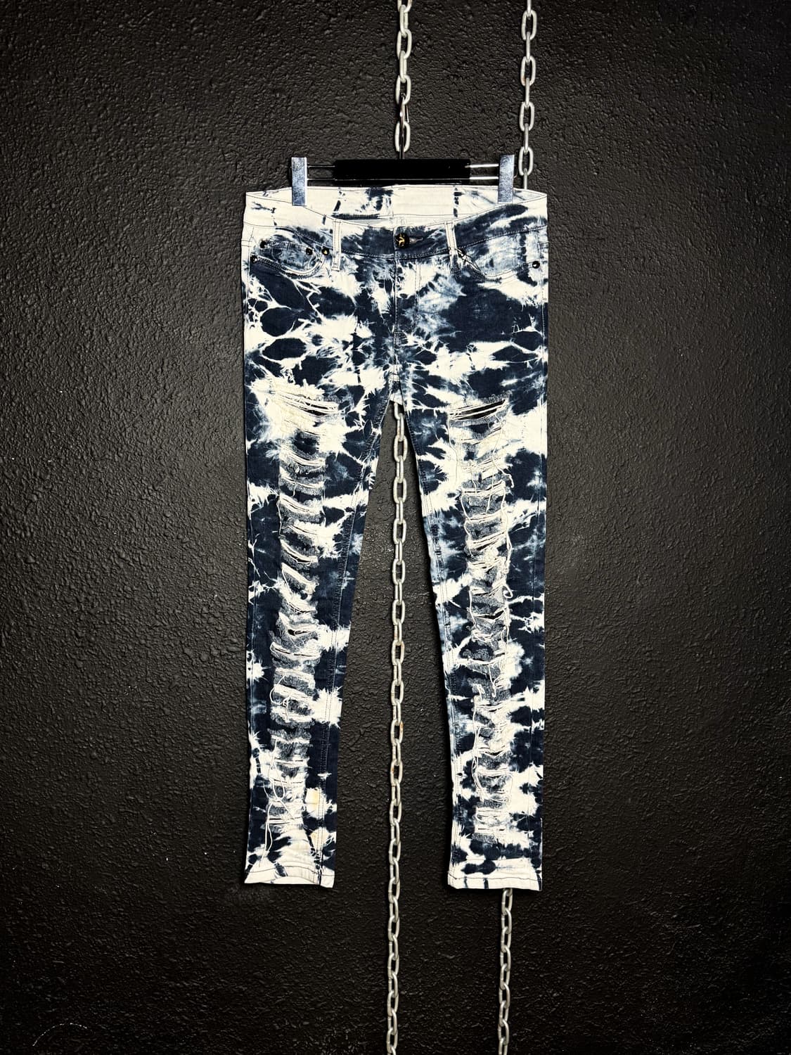 Acid Wash Destroyed Skinny Pants 상품이미지1