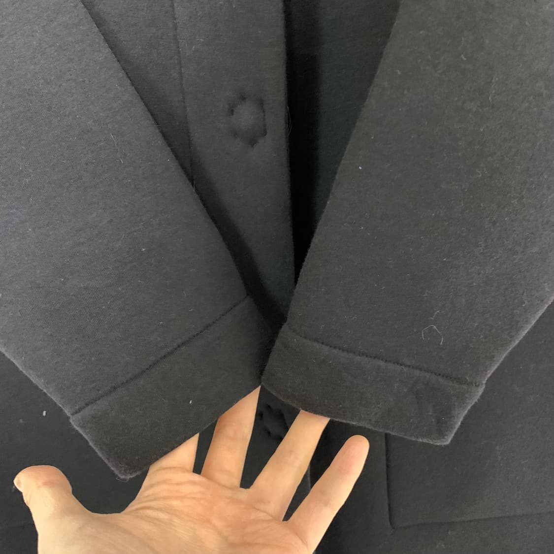 아르마니 익스체인지 면 혼방 블랙 버튼 봄버 자켓 남성 M 남녀공용 상품이미지7