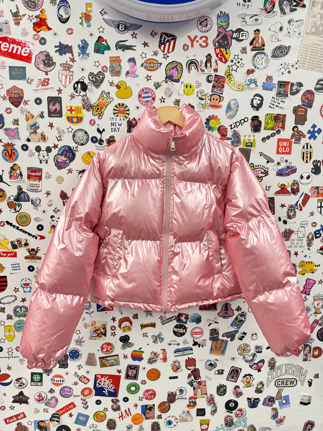 빈티지 유광 핑크 크롭 글로시 숏 패딩 상품이미지2
