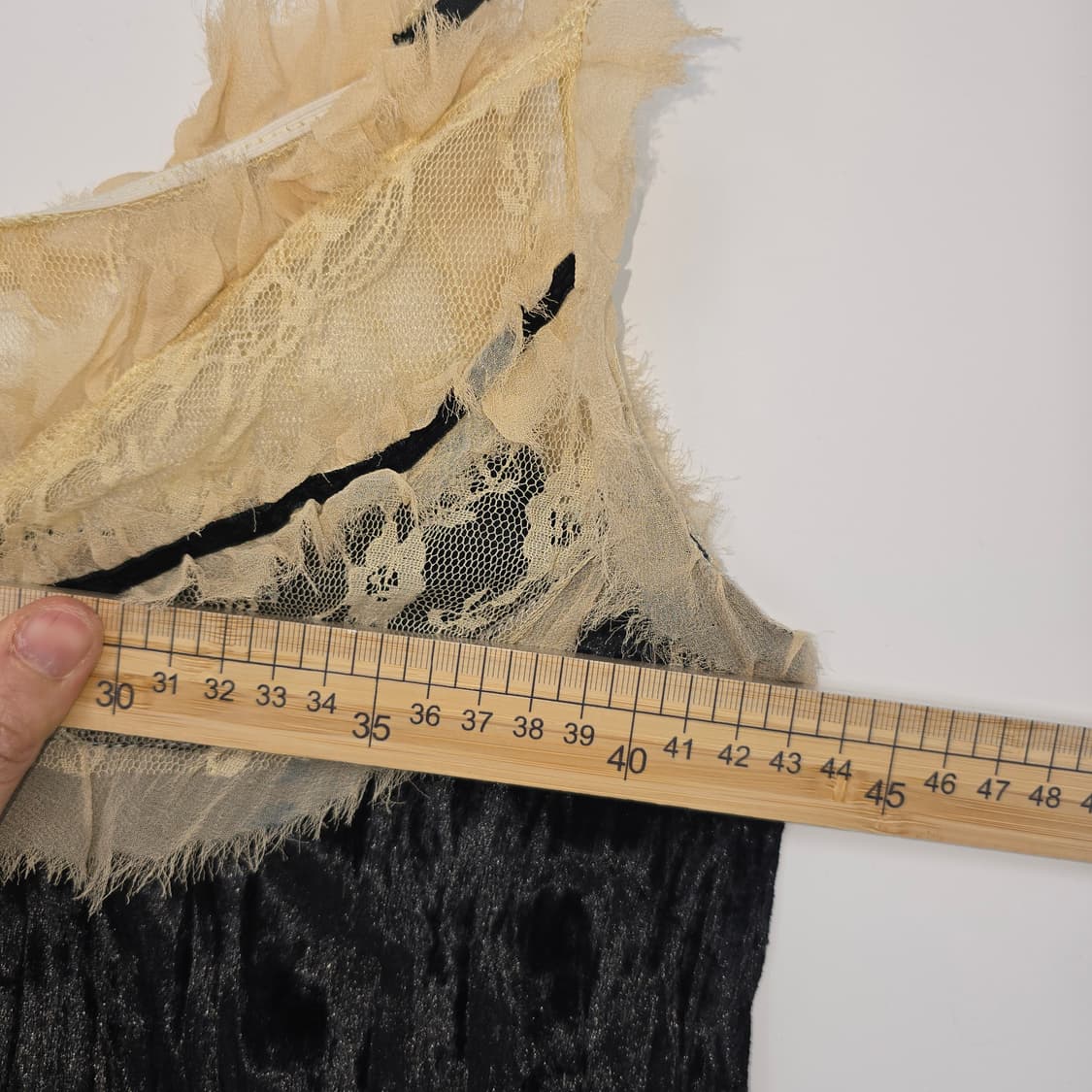 일본 빈티지 블랙 벨벳 레이스 롱 슬립 원피스 상품이미지7