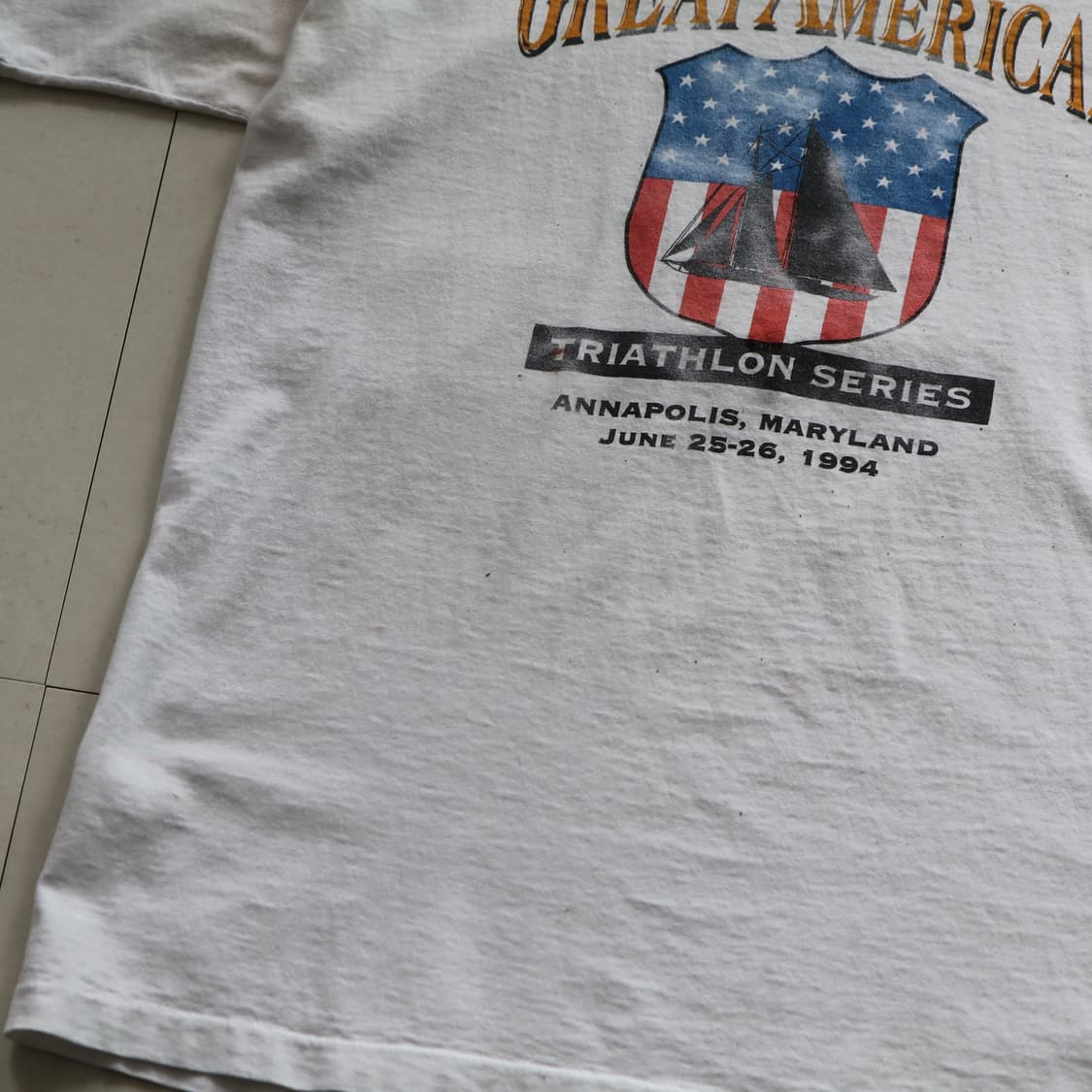 90s MADE IN USA 싱글스티치 빈티지 성조기 티셔츠 L 상품이미지5