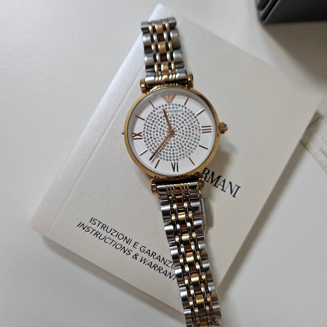 정품 새상품급 엠포리오아르마니 콤비 메탈시계 여자시계 상품이미지2