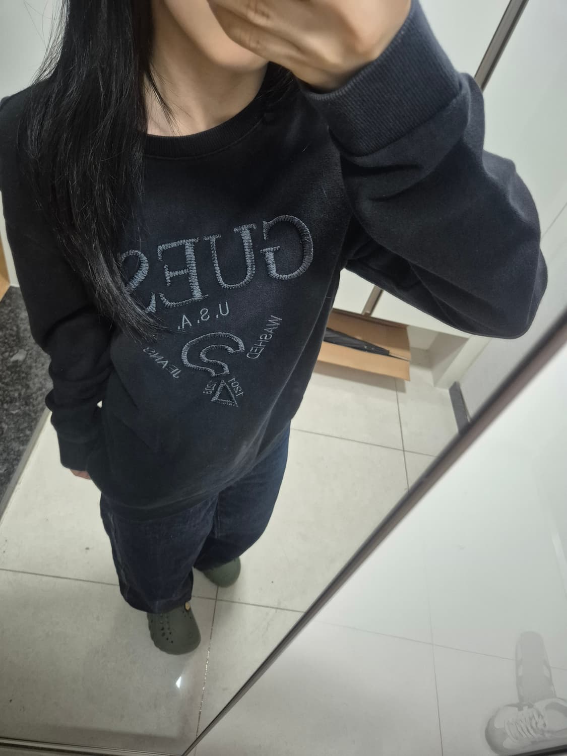 게스 자수 긴팔티 상품이미지1