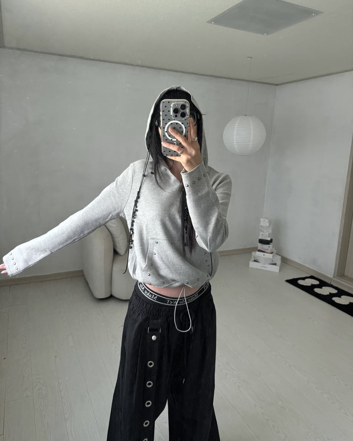 스터드 슬리브 후드 상품이미지4