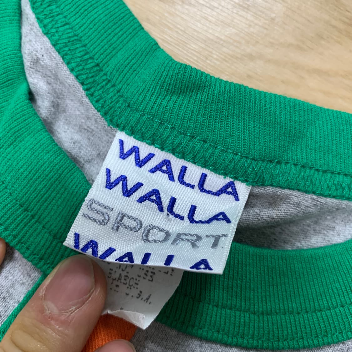 100)walla sport 왈라왈라 스포츠 미국산 그린 배색 링거티 상품이미지3