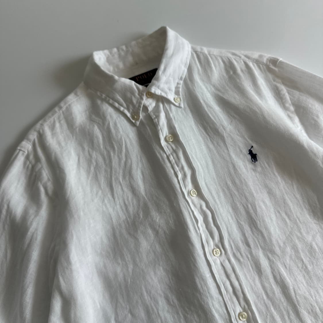 Polo 폴로 랄프로렌 현행 QR 화이트 린넨 셔츠 상품이미지4