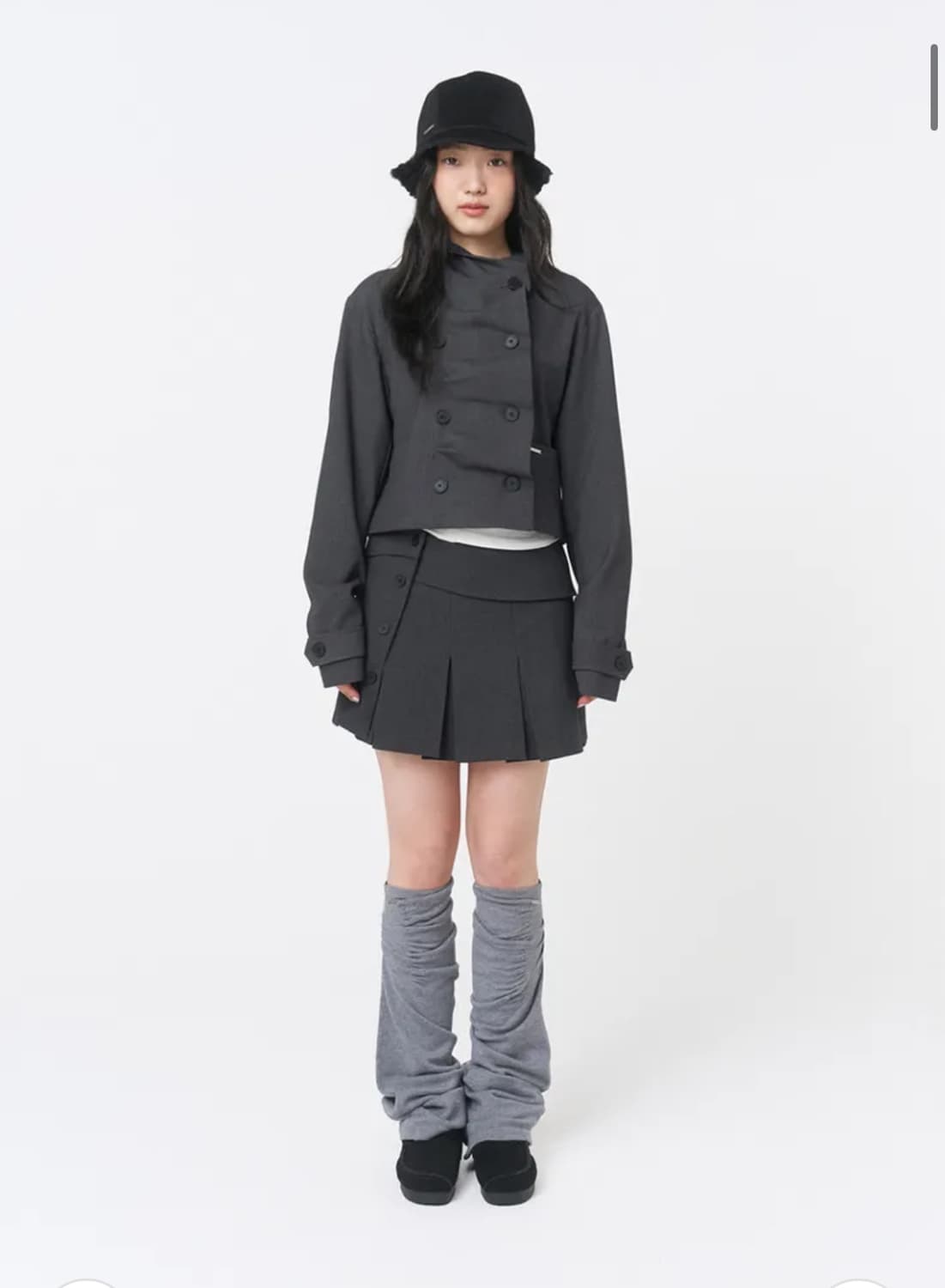 [새상품] 미세키서울 셔링 니트 레그워머 그레이 상품이미지2