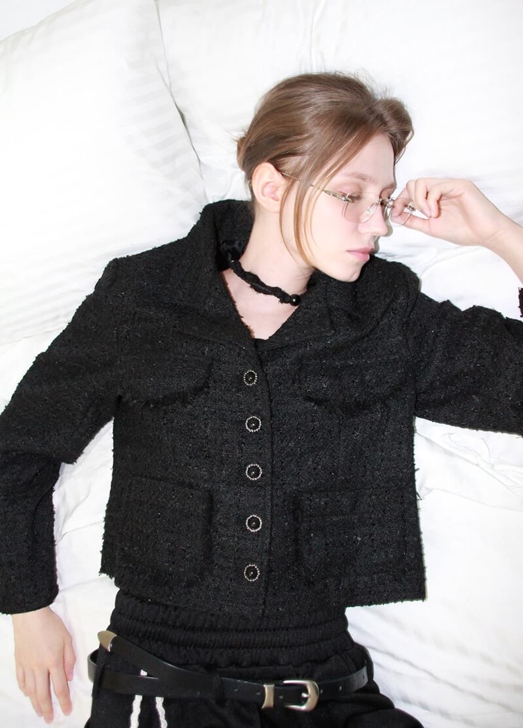 아가모스 ROUGH TWEED JACKET (BLACK) 상품이미지6