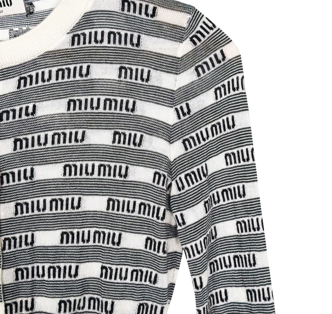 [36] MiuMiu 미우미우 여성 멀티 로고 캐시미어 실크 니트 가디건 상품이미지6