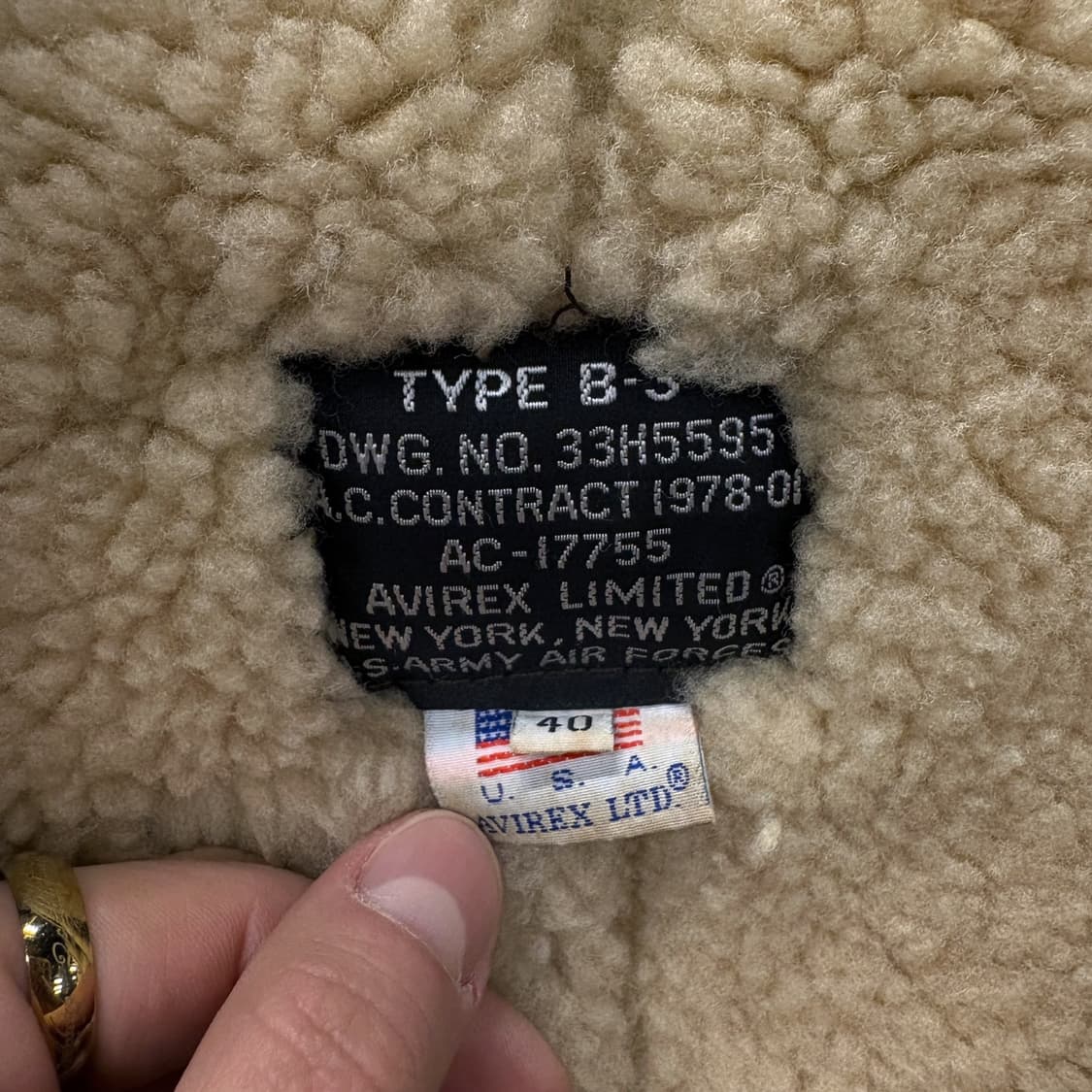 90s 아비렉스 미국생산 B-3 리얼레더 무스탕 플라이트 자켓 N486 상품이미지7