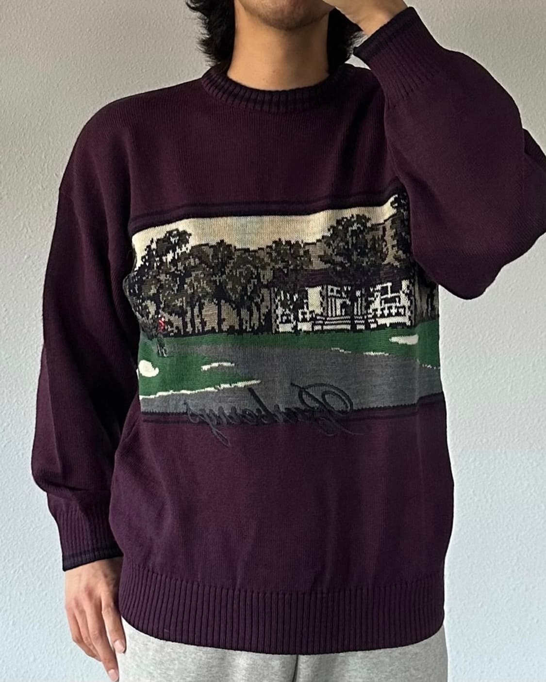 [L]버버리 BURBERRY'S 골프 스윙 잉글랜드산 니트 스웨터 상품이미지1