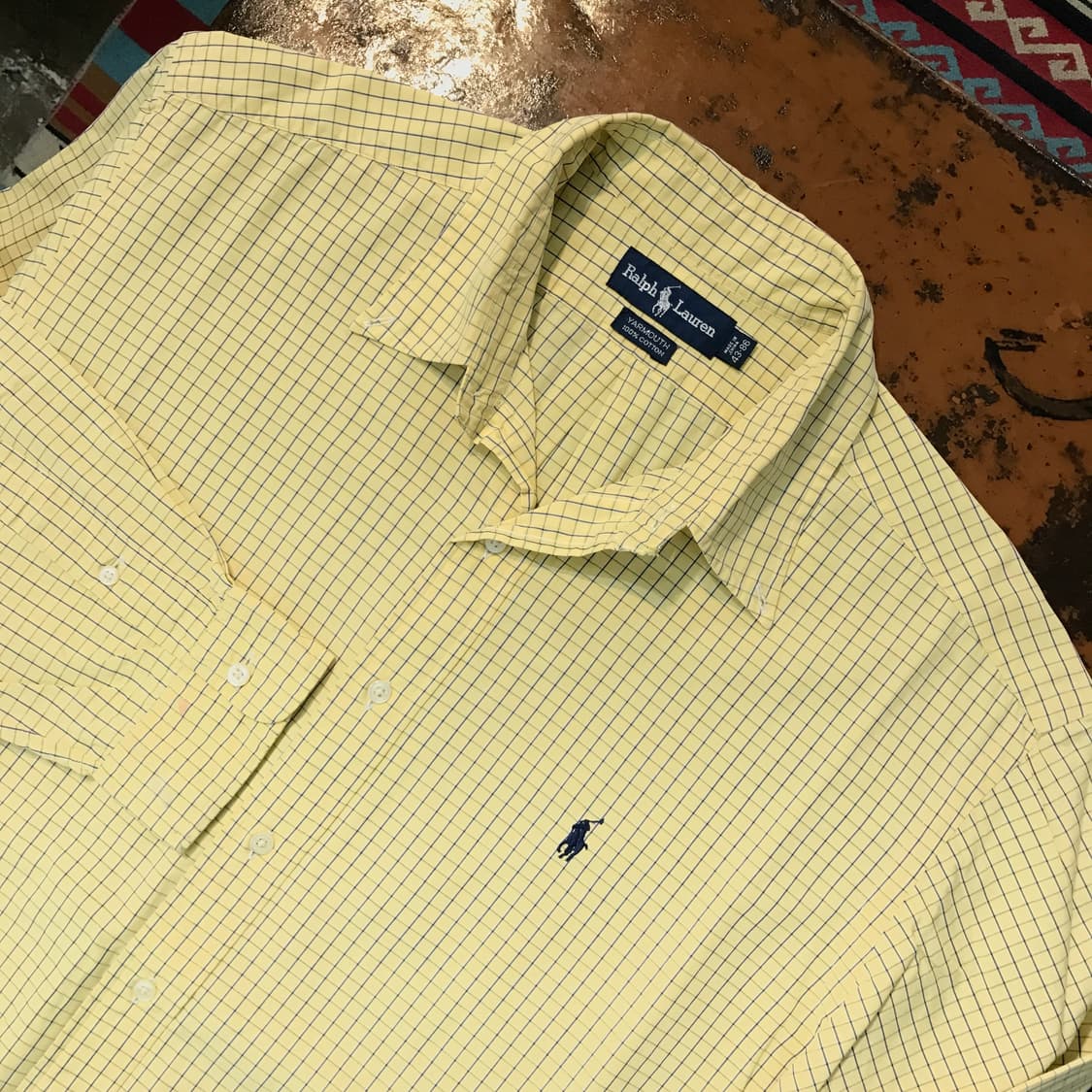 폴로랄프로렌 라이트 옐로 체크 셔츠 남성 115 빅사이즈 상품이미지3