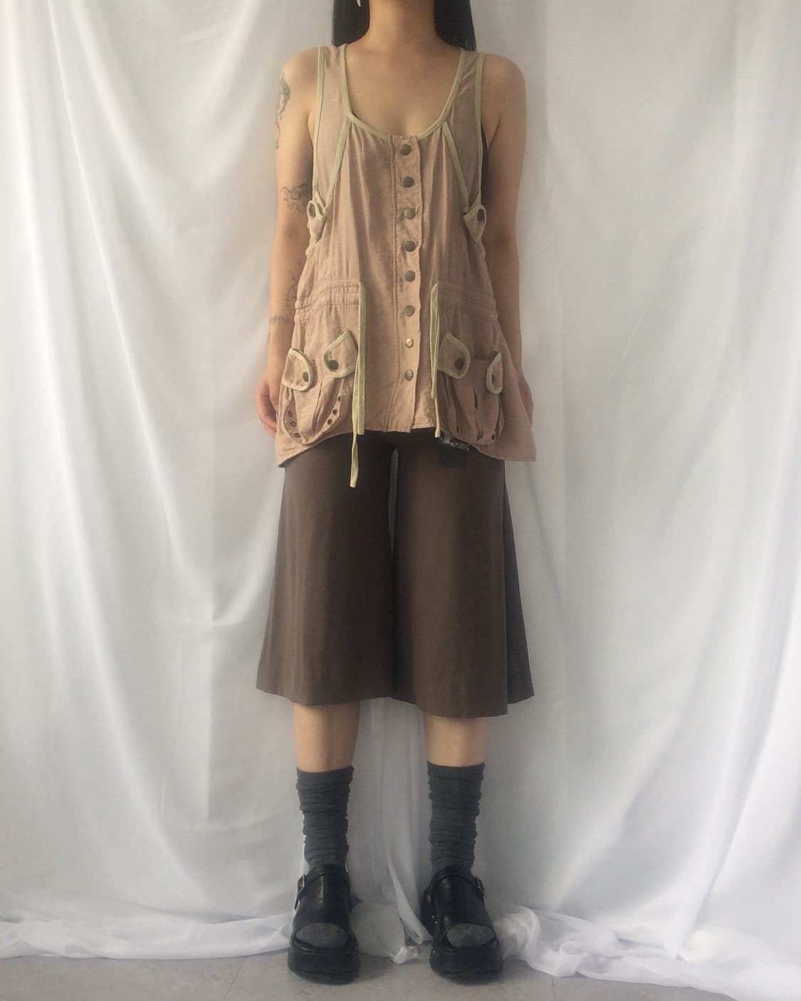 Eyelet pocket point sleeveless vest onep 상품이미지6
