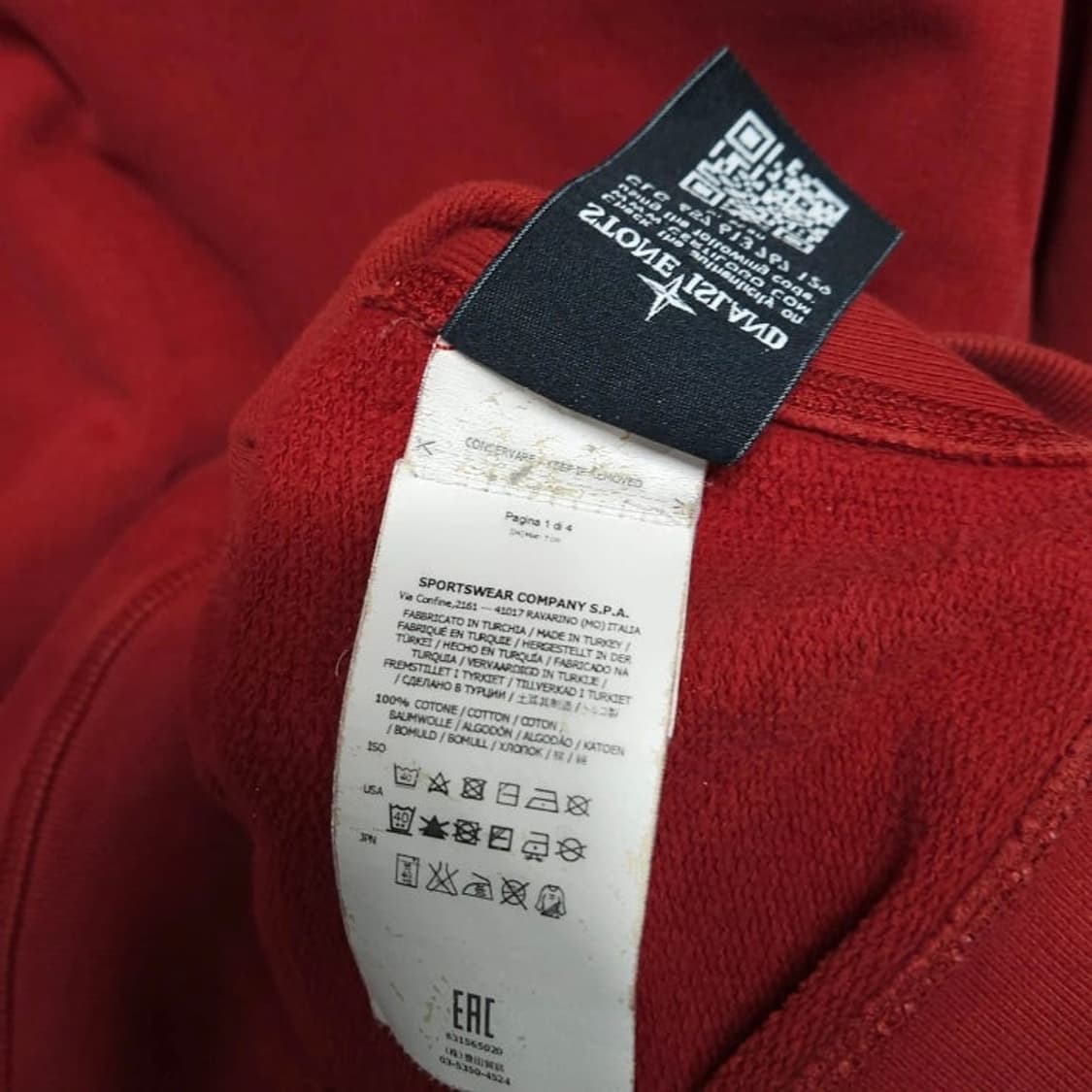 100)스톤아일랜드 하프버튼 맨투맨 워시드레드 상품이미지9