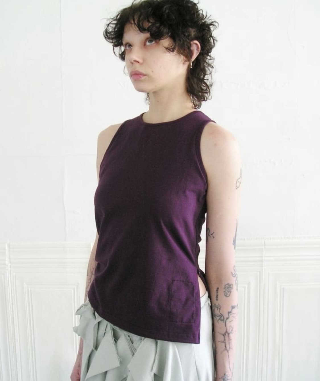 에옹쓰 Side Zipper Cotton Top - Purple 상품이미지2