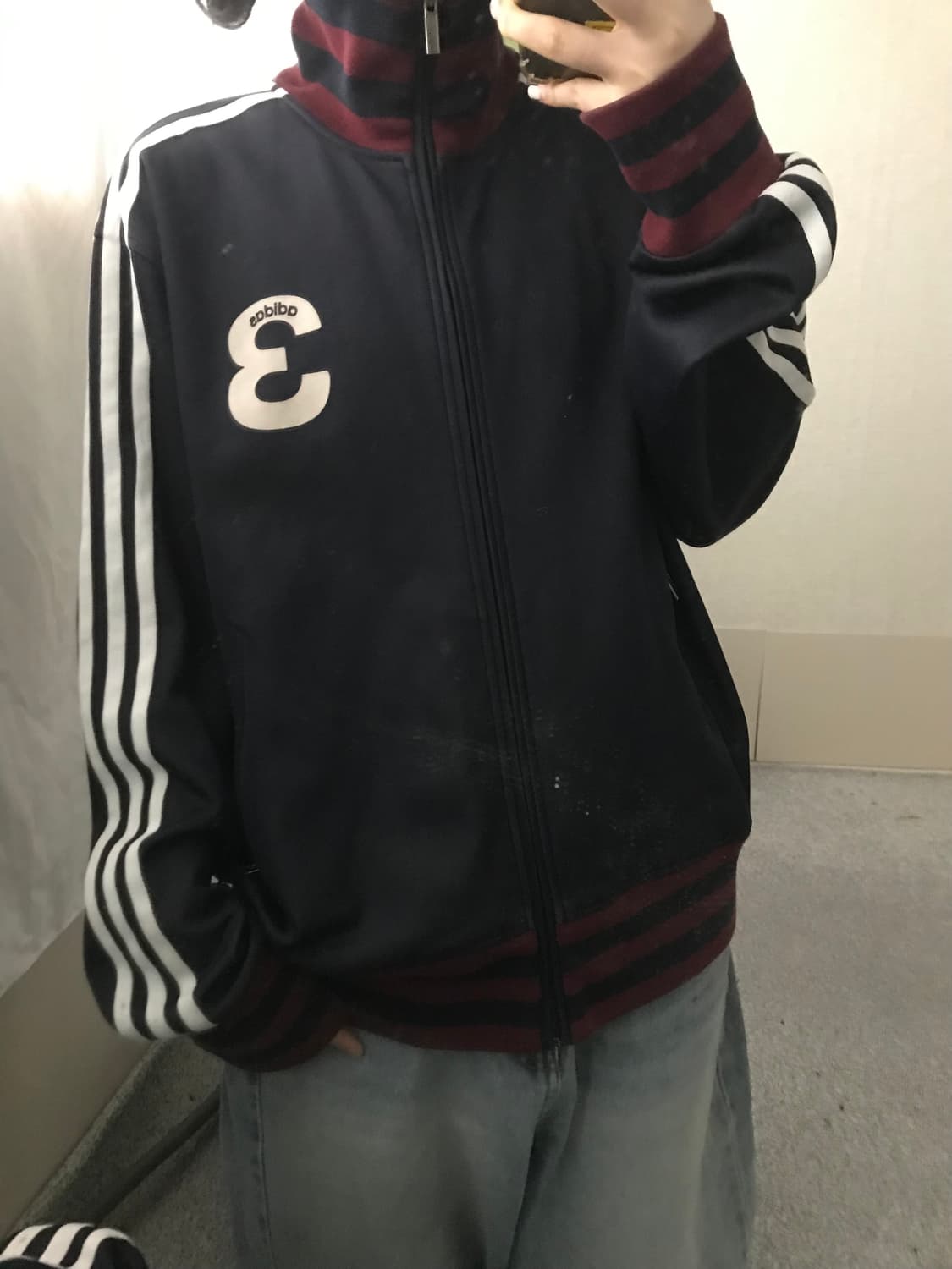 아디다스 네이비 버건디 빅로고 져지 상품이미지2