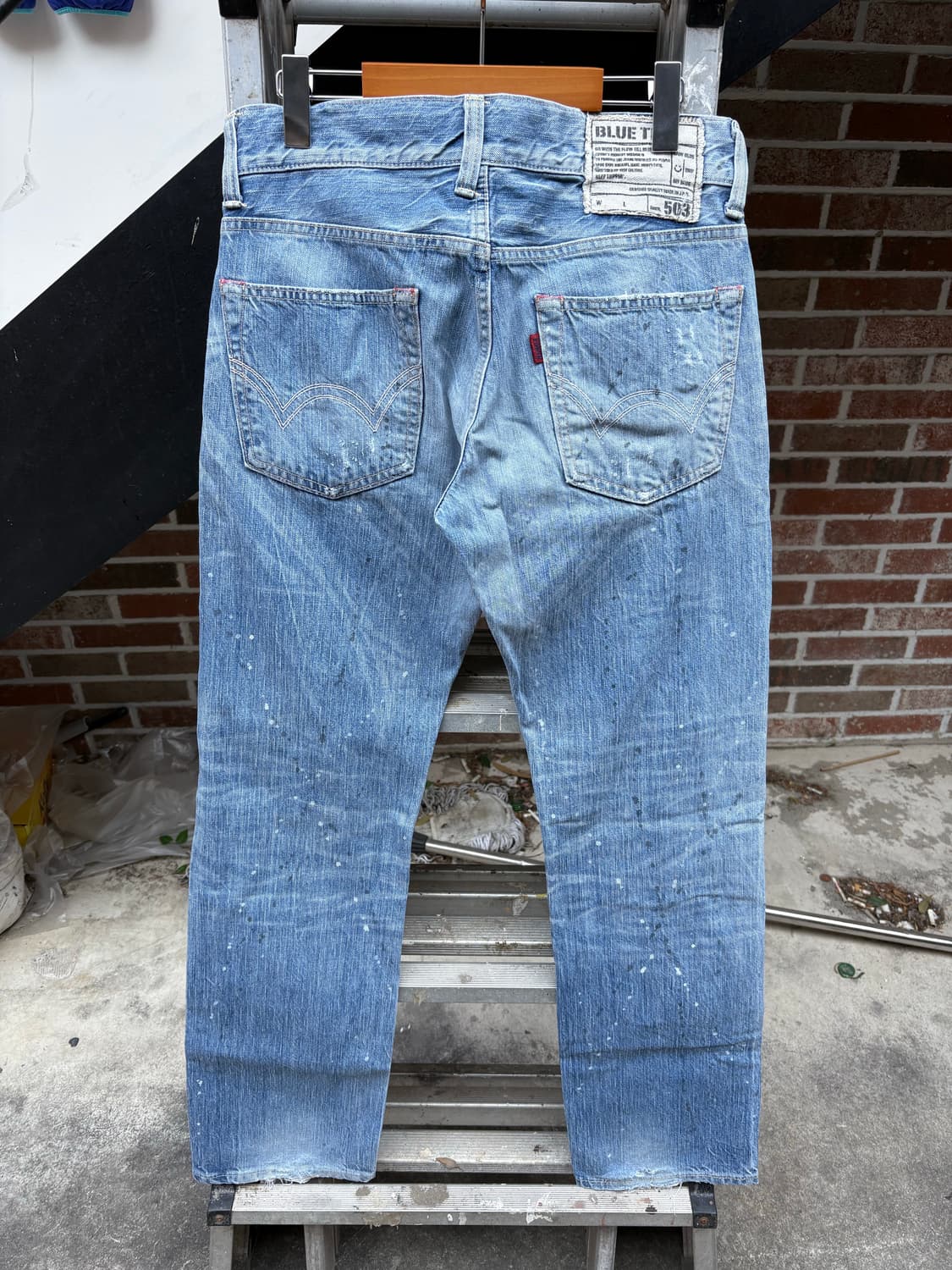 Edwin 블루 트립 데미지 페인팅 데님 상품이미지7