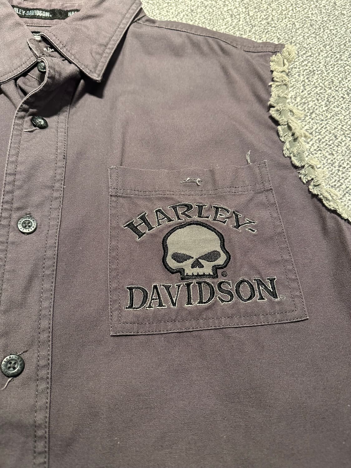 할리데이비슨 스컬 슬리브리스 셔츠 L 상품이미지3