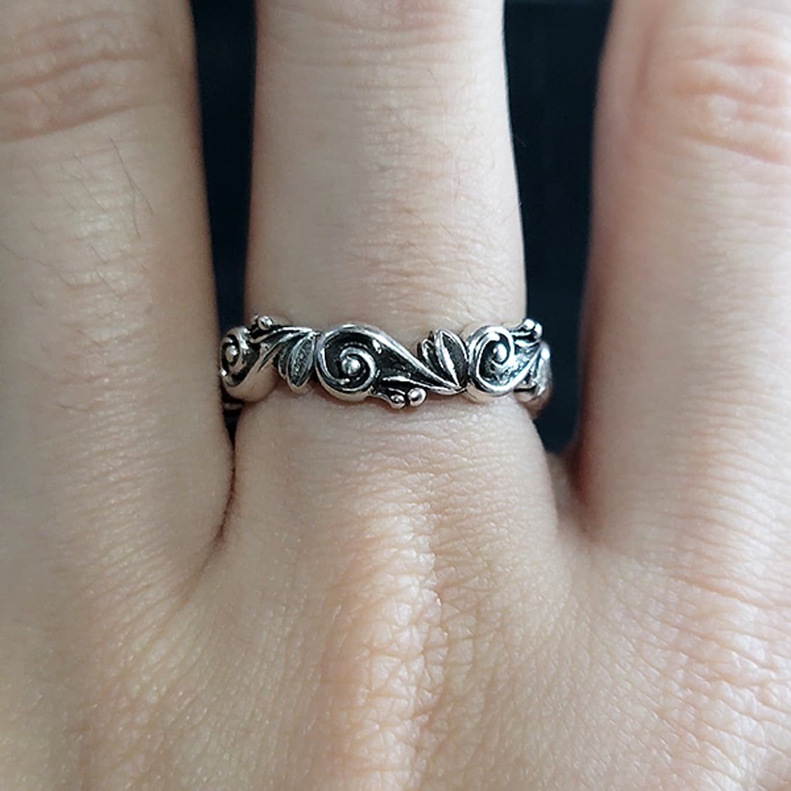 Rynel 백동 남자 엔틱 빈티지 명품 덩굴 꽃 식물 반지 상품이미지6