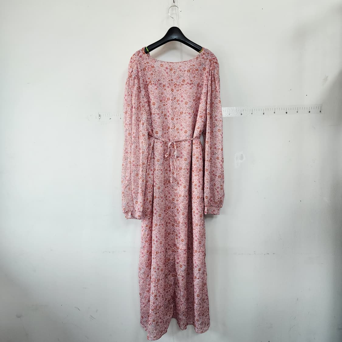 JIANG-JIANG 플라워 쉬폰 롱 원피스 핑크 상품이미지3