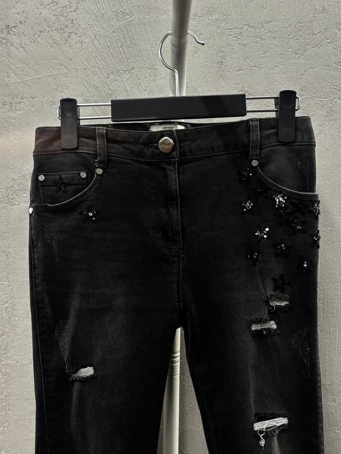 오브제 아카이브 흑청 데미지 청바지 사이즈 1 상품이미지3