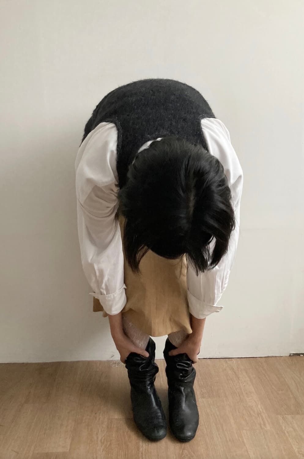 vintage beige suede long skirt 상품이미지2