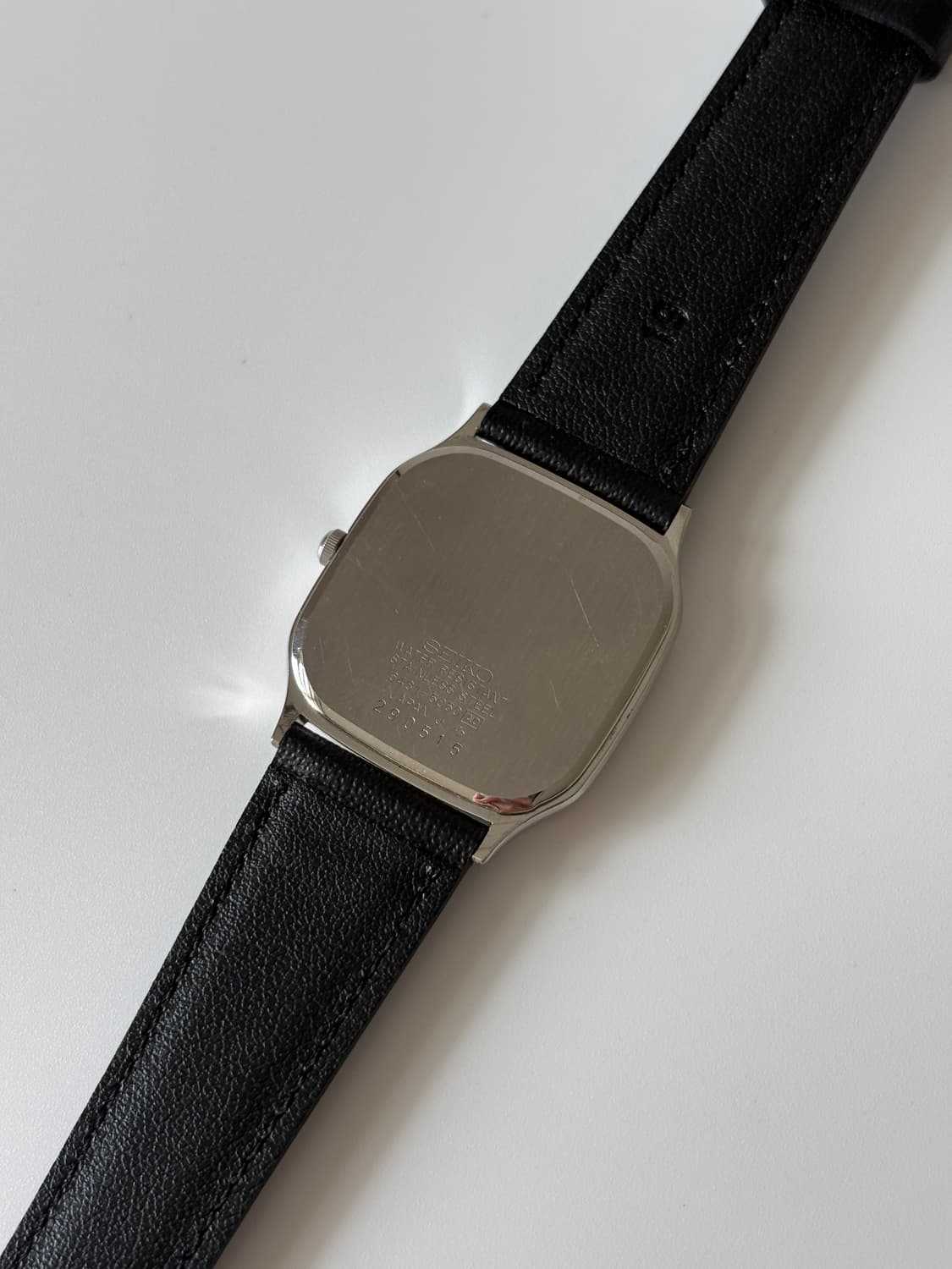 1980년대 Chariot 텍스쳐 다이얼 실버 스퀘어 쿼츠 남성 상품이미지6