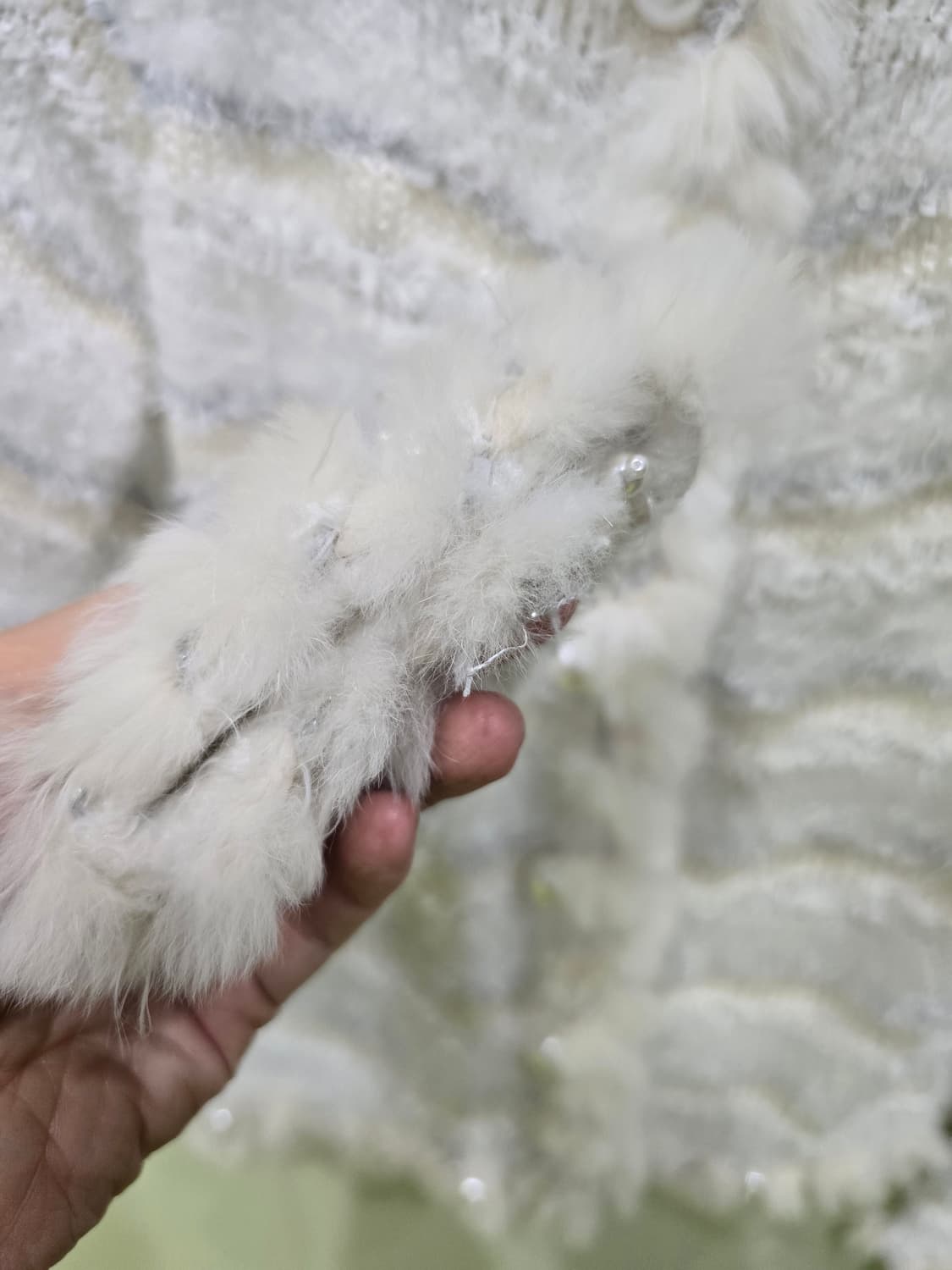 르네 화이트 퍼 트리밍 니트 가디건 일본 빈티지 상품이미지9