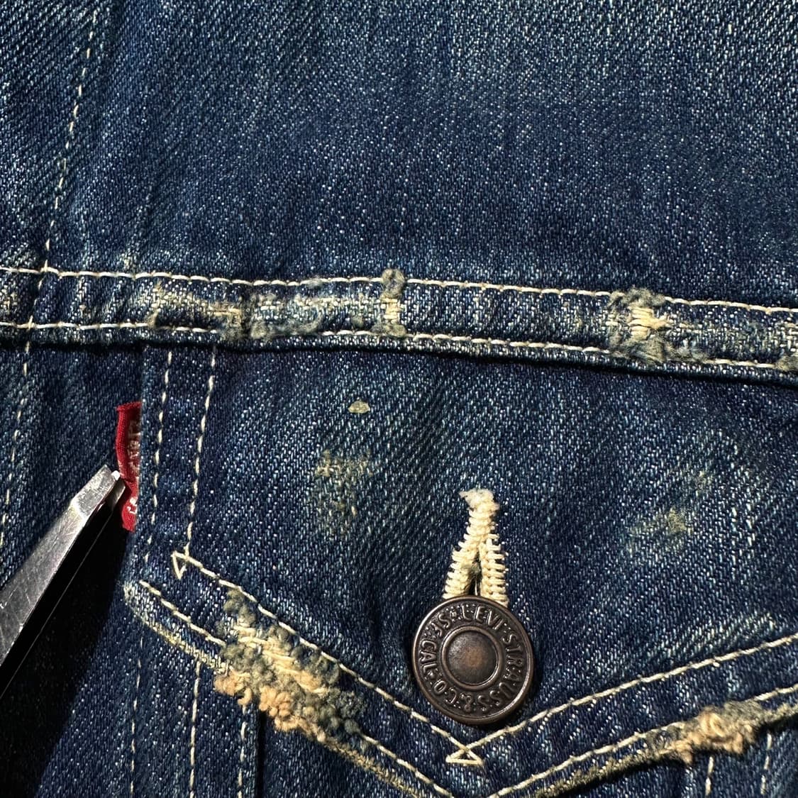 리바이스 기무라 타쿠야 70505 크러쉬 리페어 데님 트러커 자켓 상품이미지6