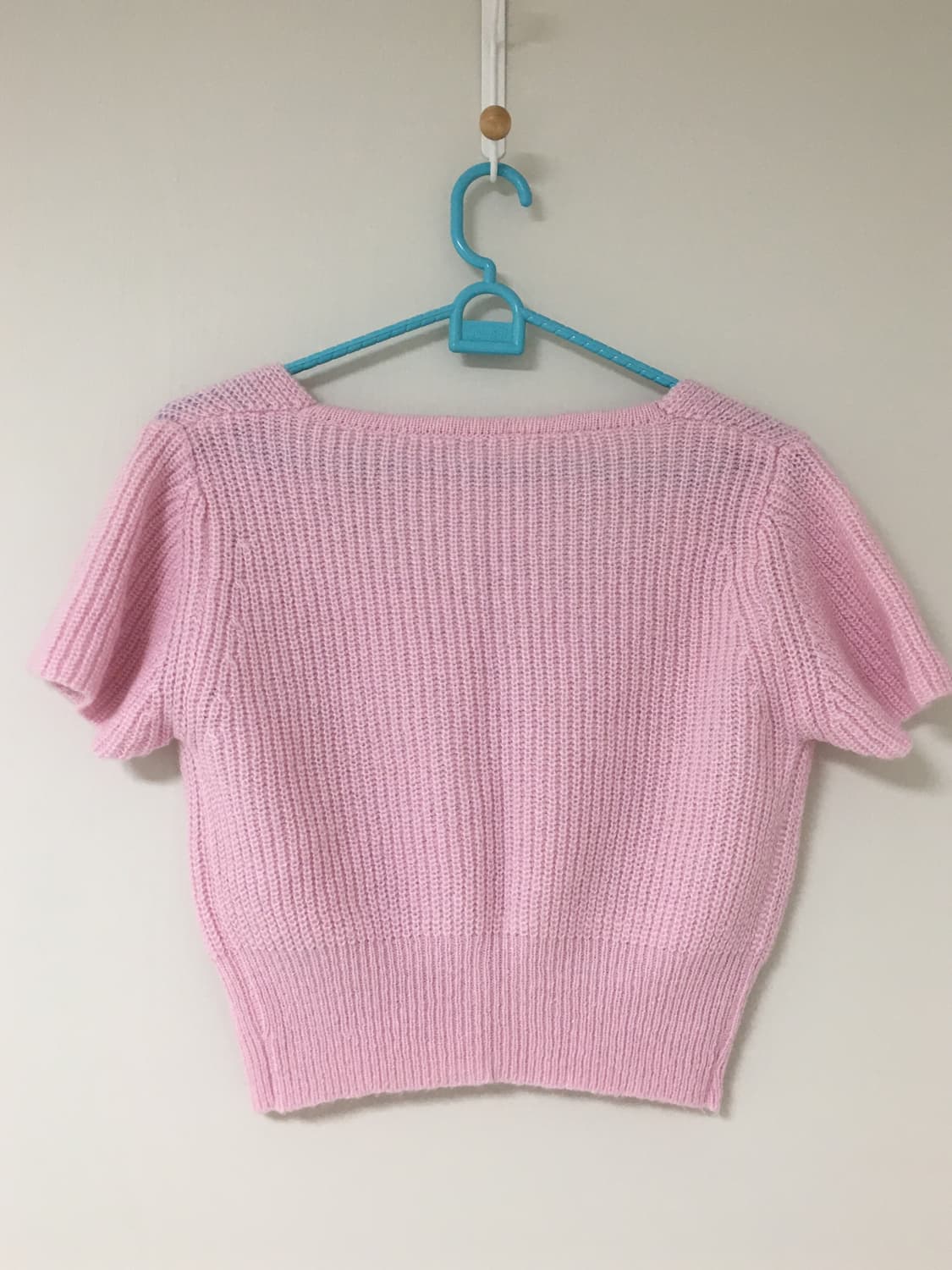 핑크 니트 반팔 가디건 상품이미지4