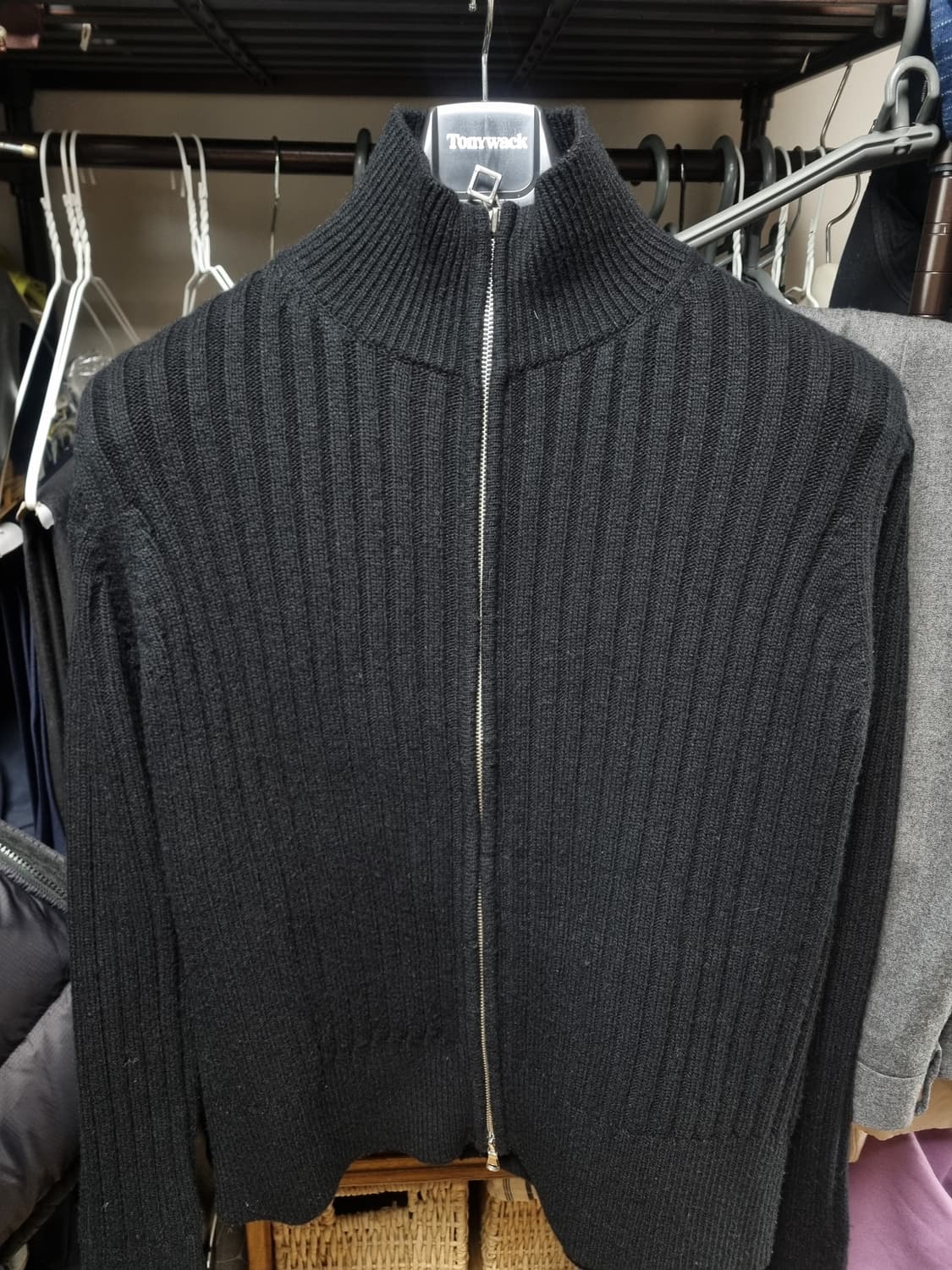 세비지 니트집업 블랙 상품이미지1