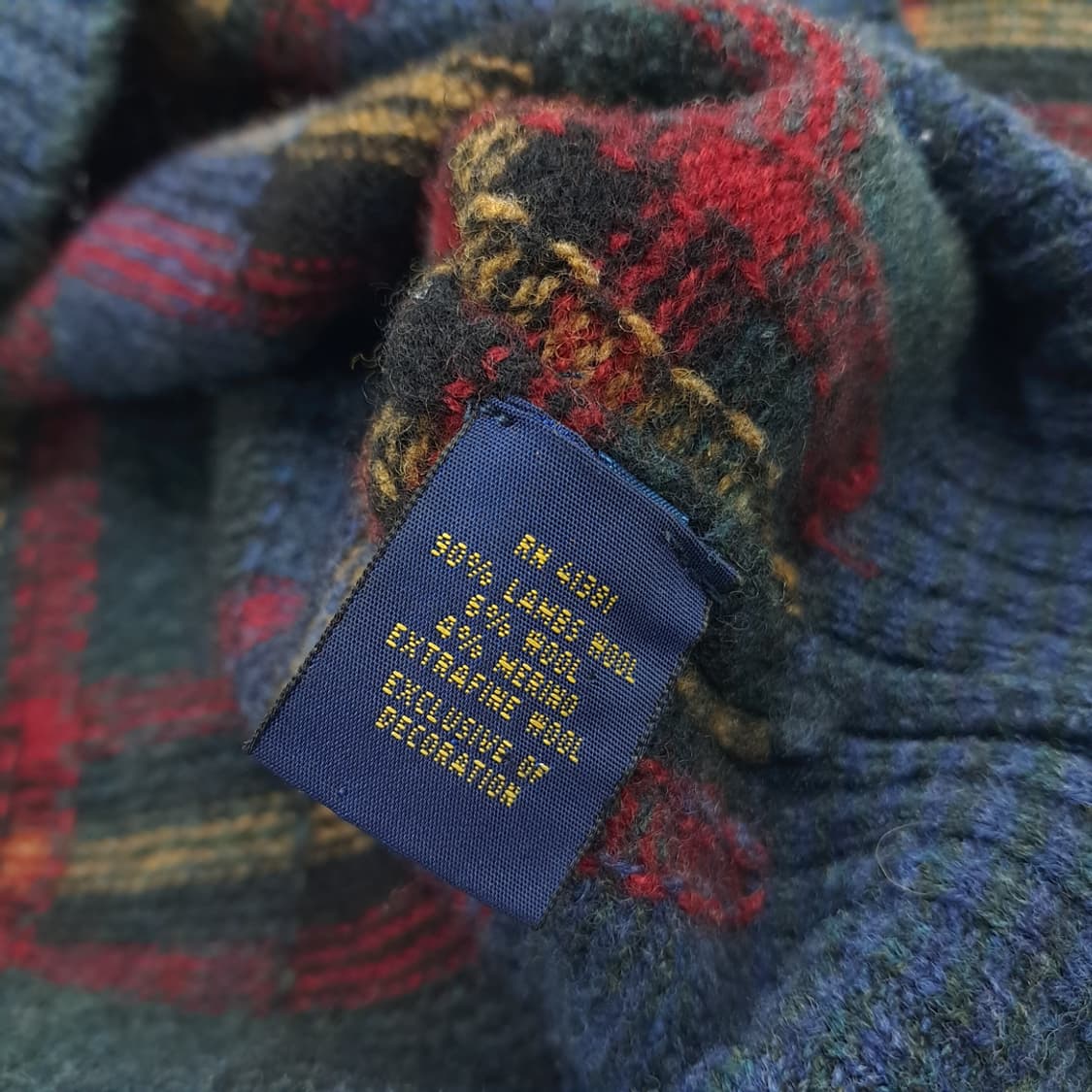 CN980 M 폴로 랄프로렌 타탄 램스울 숄카라 엘보패치 니트 스웨터 상품이미지5