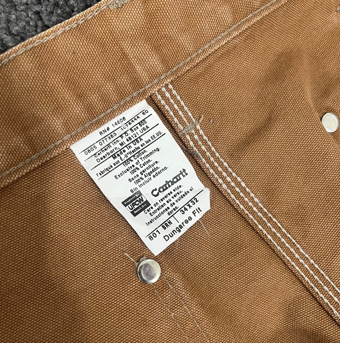 빈티지 칼하트 더블니 팬츠 34 x 32 (BR) 상품이미지5