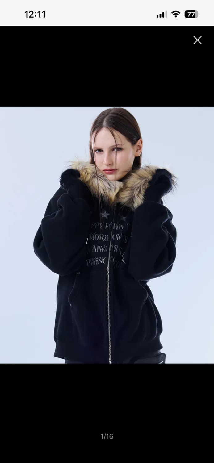 러브이즈트루 퍼 후드집업 블랙 상품이미지1